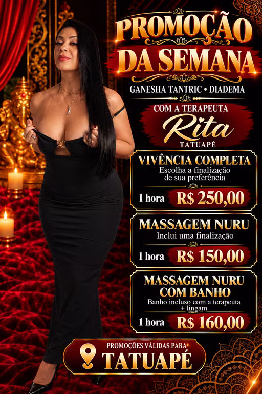 Ganesha Tantric Tatuapé Promoção Nuru 150,0 duração 1 hora