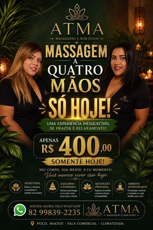 Atma terapias Tântricas.Henrique, Alycia e Devah Massagem a 4 mãos
