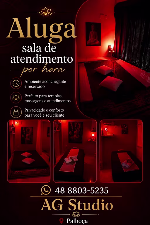 Sala para atendimento com massagem
