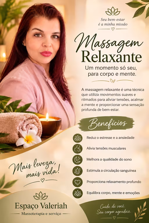 Valeriah -Massoterapeuta-Bem estar em cada toque