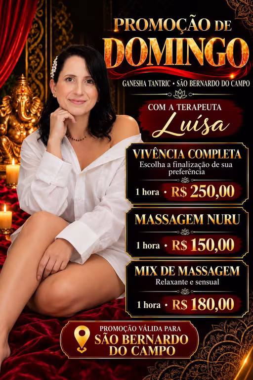 Ganesha tantric SBC Luiza Promoção nuru 180+ banho junto a terapeut