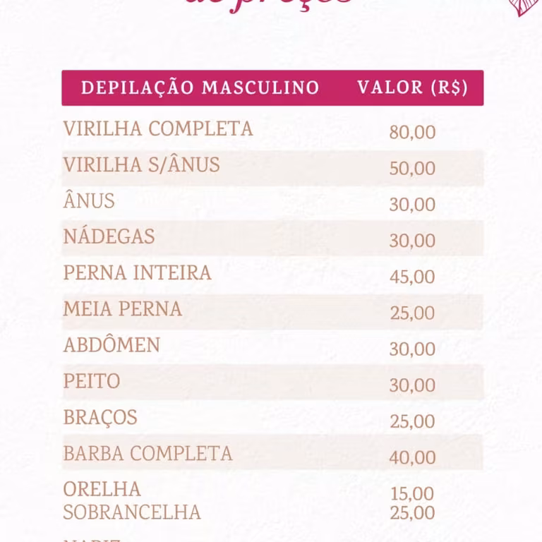 Massagem relaxante, Depilação, Plástica dos pés.