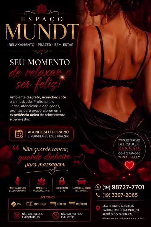 ESPAÇO MUNDT Ambiente reservado e confortável Massagem