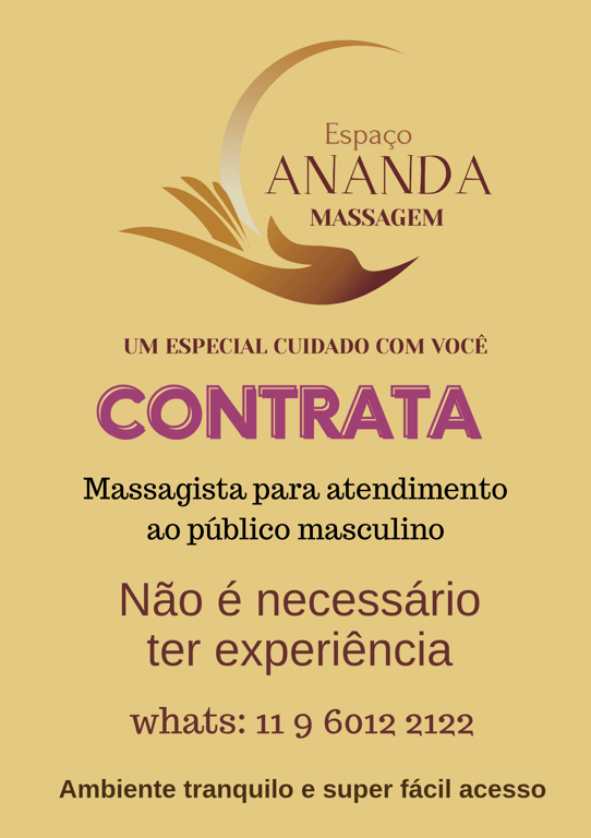 Espaço Ananda Massagem, admite novas terapeutas