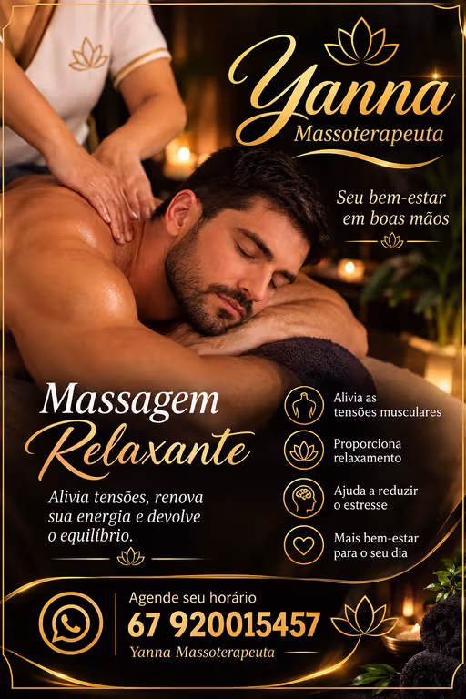 Yanna Massoterapeuta ! Atendimento Masculino. Massagem