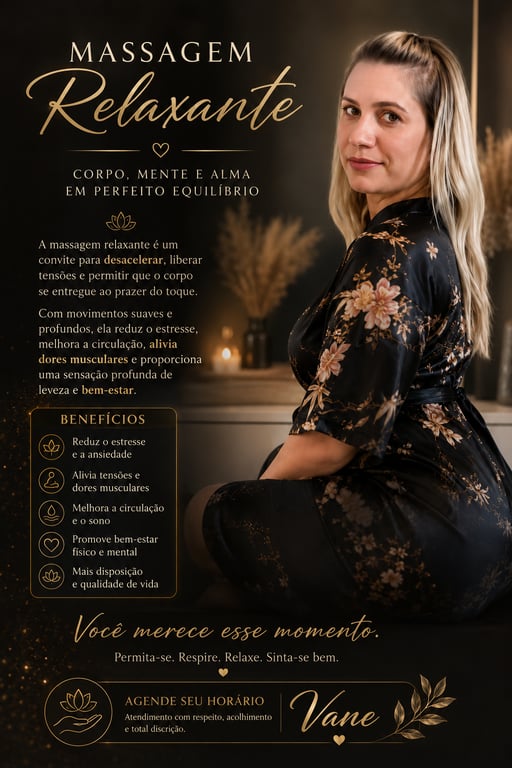 Vane Massoterapia(Relaxar a mente e o corpo) Massagista