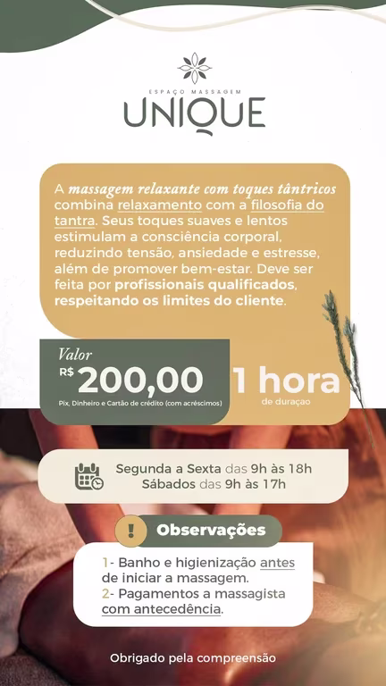 Espaço Unique | Massagem Relaxante Massagem