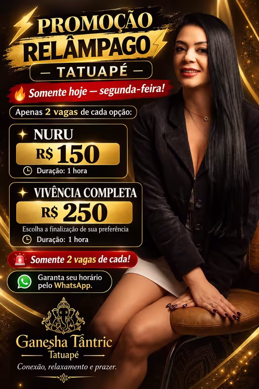 Ganesha Tantric Tatuapé Promoção (Nuru 150,0 duração 1 hora